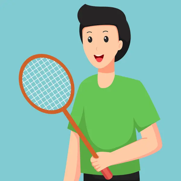 Illustration Personnage Joueur Badminton — Image vectorielle