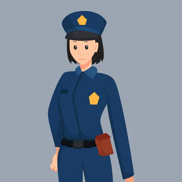 Illustration Personnage Femme Police — Image vectorielle