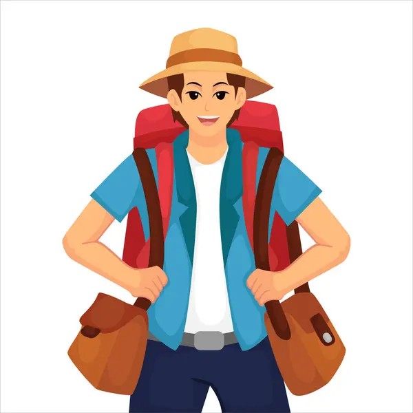 Illustration Personnage Voyageur — Image vectorielle