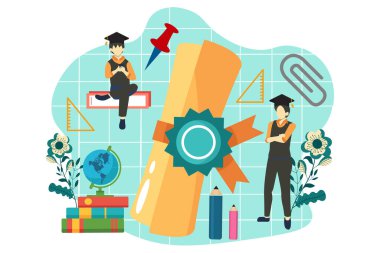 Mezuniyet Partisi Düz Tasarım Çizimi