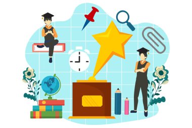 Mezuniyet Partisi Düz Tasarım Çizimi