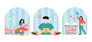 Dünya Kitap Günü Düz Tasarım Çizimi