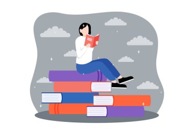 Dünya Kitap Günü Düz Tasarım İllüstrasyonu