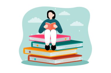 Dünya Kitap Günü Düz Tasarım İllüstrasyonu