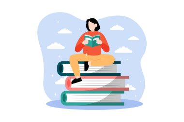 Dünya Kitap Günü Düz Tasarım İllüstrasyonu