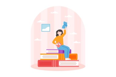 Dünya Kitap Günü Düz Tasarım İllüstrasyonu