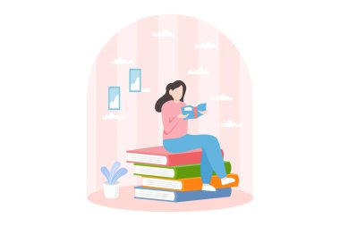 Dünya Kitap Günü Düz Tasarım İllüstrasyonu