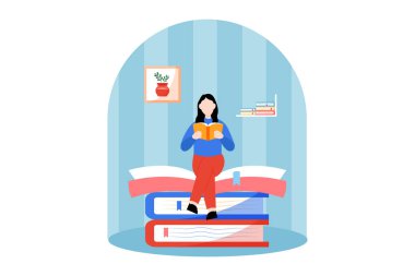 Dünya Kitap Günü Düz Tasarım İllüstrasyonu