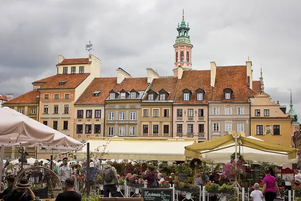 Warschau Polen Juli Marktplein Het Oude Centrum Juli 2022 Warschau — Stockfoto