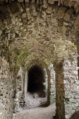  17. yüzyılın antik kalesi. Ujazd, Polonya 'daki Krizhtopor Kalesi mahzenleri.