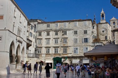 Split 'in merkezindeki Halk Meydanı. Eski ortaçağ meydanı.