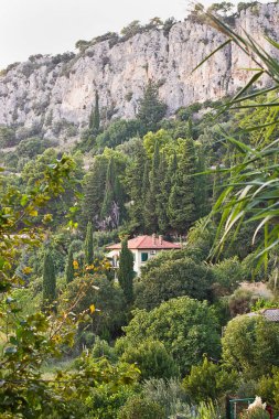 Uçurumlar ve ormanlarla dolu bir manzara. Dalmaçya 'daki Marjan Parkı