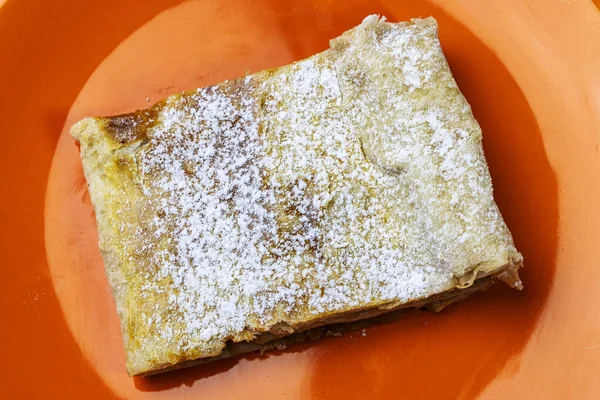 Tarta Manzana Espolvoreados Con Azúcar Polvo —  Fotos de Stock