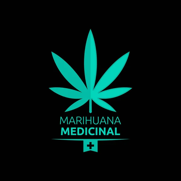 Marihuana Medicinal Medical Marijuana Spanish Text Vector Emblem — Stock Vector