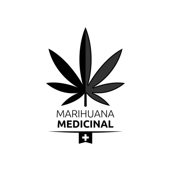 Marijuana Läkemedel Medicinsk Marijuana Spanska Texten Vektor Emblem — Stock vektor