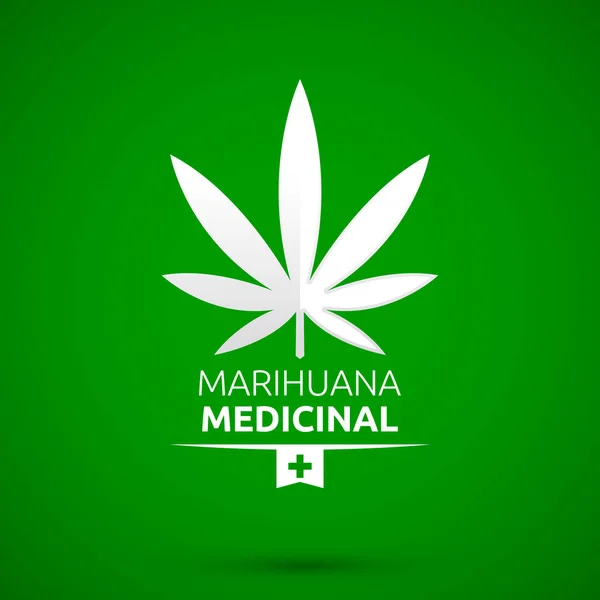Marijuana Läkemedel Medicinsk Marijuana Spanska Texten Vektor Emblem — Stock vektor
