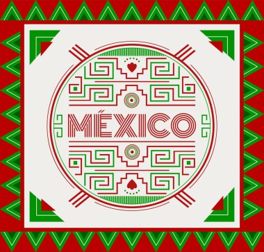 Meksika Maya Aztek amblemi unsurları bayrak renkleri tasarlıyor