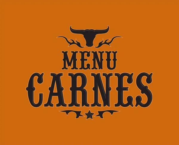 Menu Carnes Meat Menu Spanish Text Cover Design Barbecue Restaurant — Vector de stock