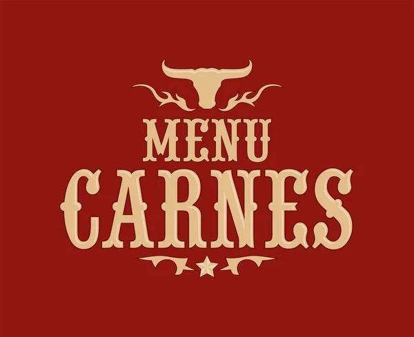 Menu Carnes Meat Menu Spanish Text Cover Design Barbecue Restaurant — Vector de stock