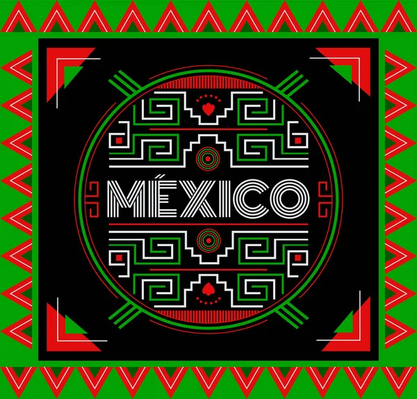 Mexiko Maya Aztec Emblem Element Design Flagga Färger — Stock vektor