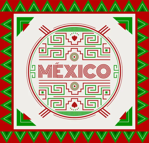 México Maya Aztec Emblema Elementos Design Cores Bandeira — Vetor de Stock