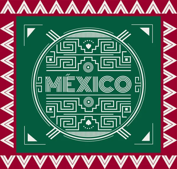 Messico Maya Aztec Emblema Elementi Design Bandiera Colori — Vettoriale Stock
