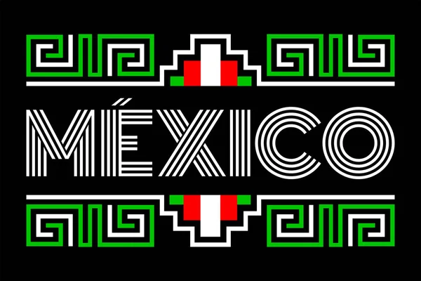 México Asteca Maia Linhas Elementos Design Bandeira Cores —  Vetores de Stock