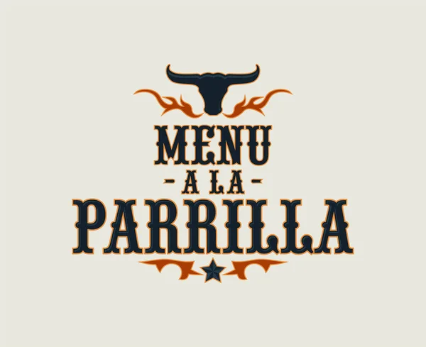 Menú Parrilla Parrilla Menú Diseño Texto Español — Vector de stock