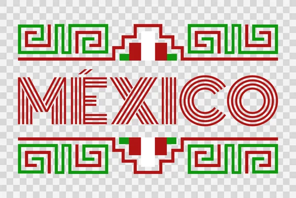 Mexiko Aztéc Maya Linie Prvky Design Vlajka Barvy — Stockový vektor