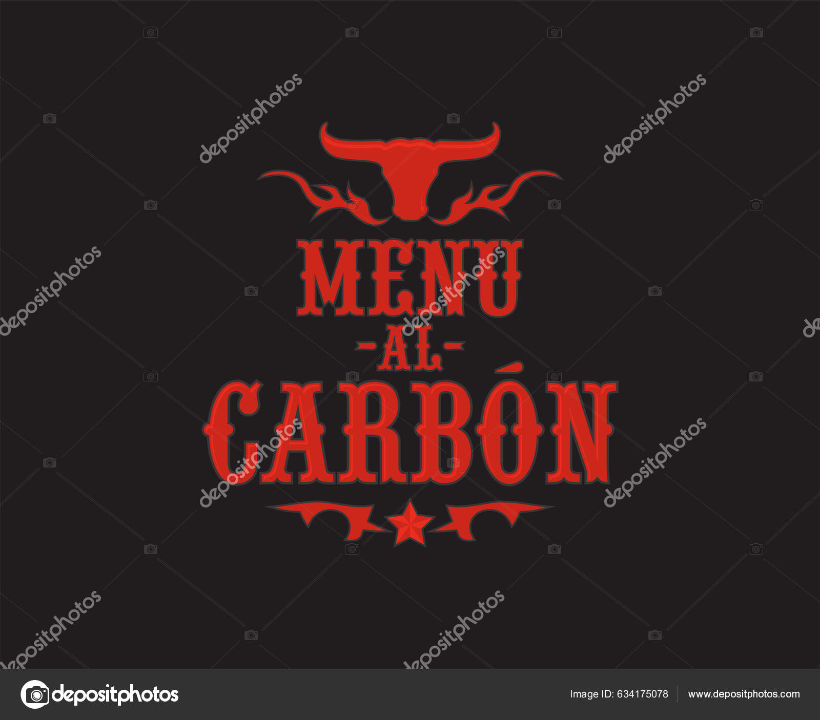 Menu Carbon Grill Menu Spanish Text Design Vector de stock por ...