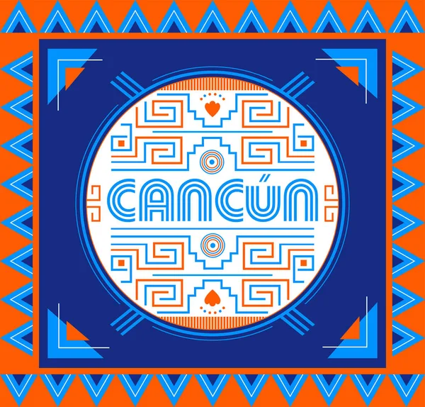 Cancun México Maya Aztec Emblema Elementos Design — Vetor de Stock