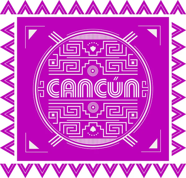 Cancun Mexico Maya Aztek Amblem Elementleri Tasarımı — Stok Vektör