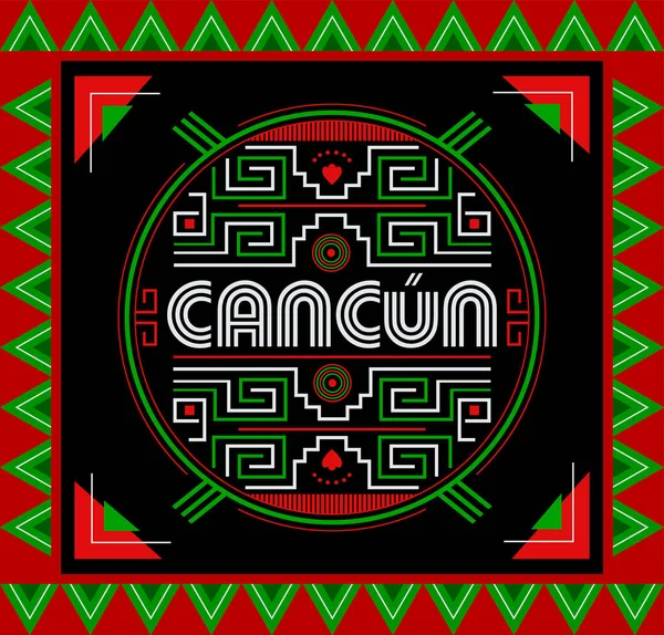 Cancun Messico Maya Aztec Emblema Elementi Design — Vettoriale Stock