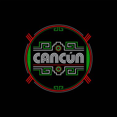 Cancun Meksika amblemi Maya Aztek stili tasarım