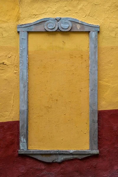 Empty Frame Rustic Colonial Mexican Street Stone Frame Yellow Red — Stock Photo, Image