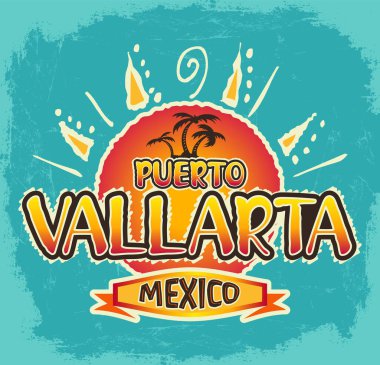 Puerto Vallarta Meksika vektör simgesi, amblem tasarımı