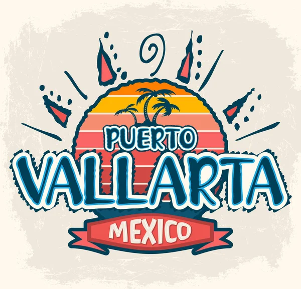 Puerto Vallarta Messico Icona Vettoriale Emblema Design — Vettoriale Stock