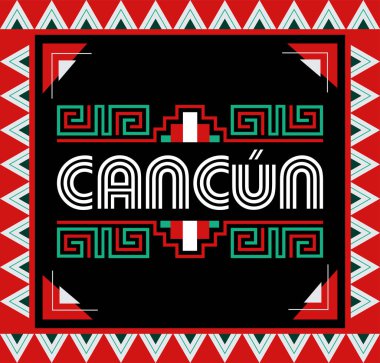 Cancun Mexico tarzı amblem tasarım elementleri