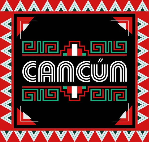 Cancun Messico Stile Emblema Elementi Design — Vettoriale Stock