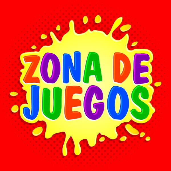 Zona Juegos Games Zone Spanish Text Vector Sign Illustration — 图库矢量图片