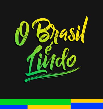 O Brasil e Lindo, Brezilya güzel bir Portekizce metin, vektör harfli illüstrasyon