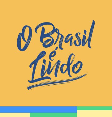 O Brasil e Lindo, Brezilya güzel bir Portekizce metin, vektör harfli illüstrasyon