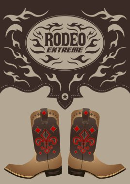 Rodeo, kovboy çizmeleri ve alevleri tasarlamanız için hazır.