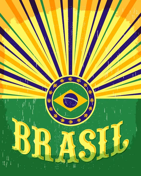 Brasilien Vintage Patriotische Poster Karte Vektor Design Brasilianische Feiertagsdekoration — Stockvektor
