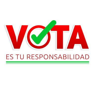 Vota, oy senin sorumluluğunda. İspanyolca metin, vektör oylama tasarımı.