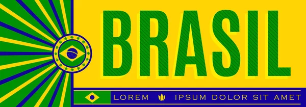 Brasil Diseño Banner Patriótico Ilustración Vector Tipográfico Colores Bandera Brasileña — Vector de stock