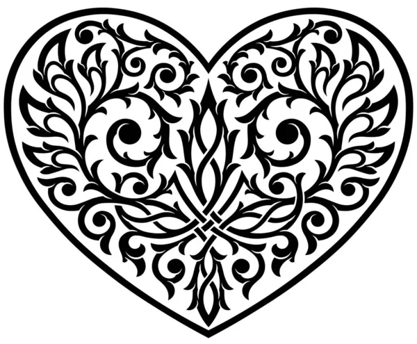 Viktorianisches Gotisches Ornament Herzen Stilisiertes Herzförmiges Design Valentinstag Und Hochzeitsdekor — Stockvektor