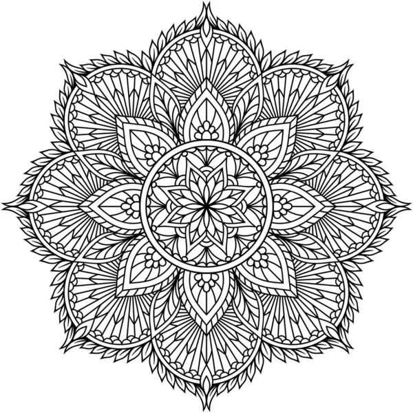 Mandala Dövme Karmaşık Tasarım Dekor Öğesi Boyama Kitabı Sayfaları Için — Stok Vektör