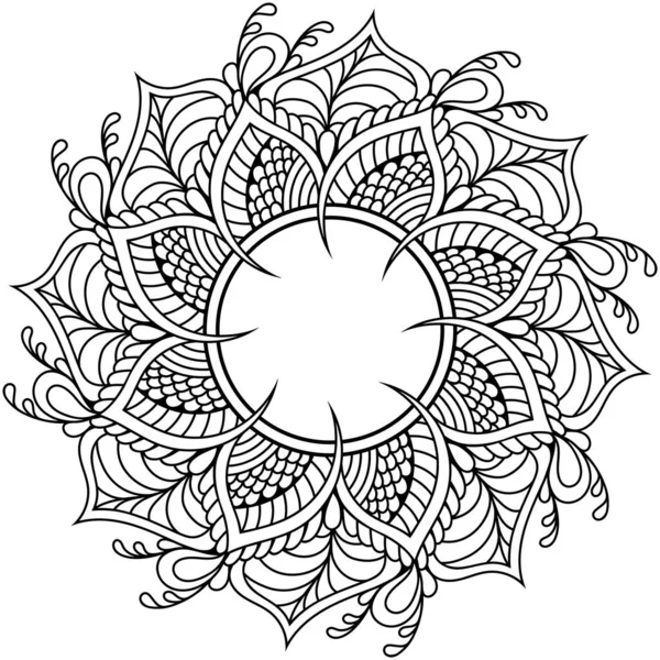 Mandala Frame Tattoo Intricate Design Decor Element Coloring Book Pages — Stock Vector