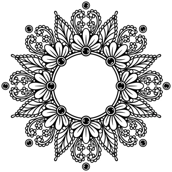 Mandala Keret Tetoválás Bonyolult Design Dekoráció Elem Színező Könyv Oldalak — Stock Vector